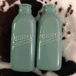 Two TEAL MASON VASES